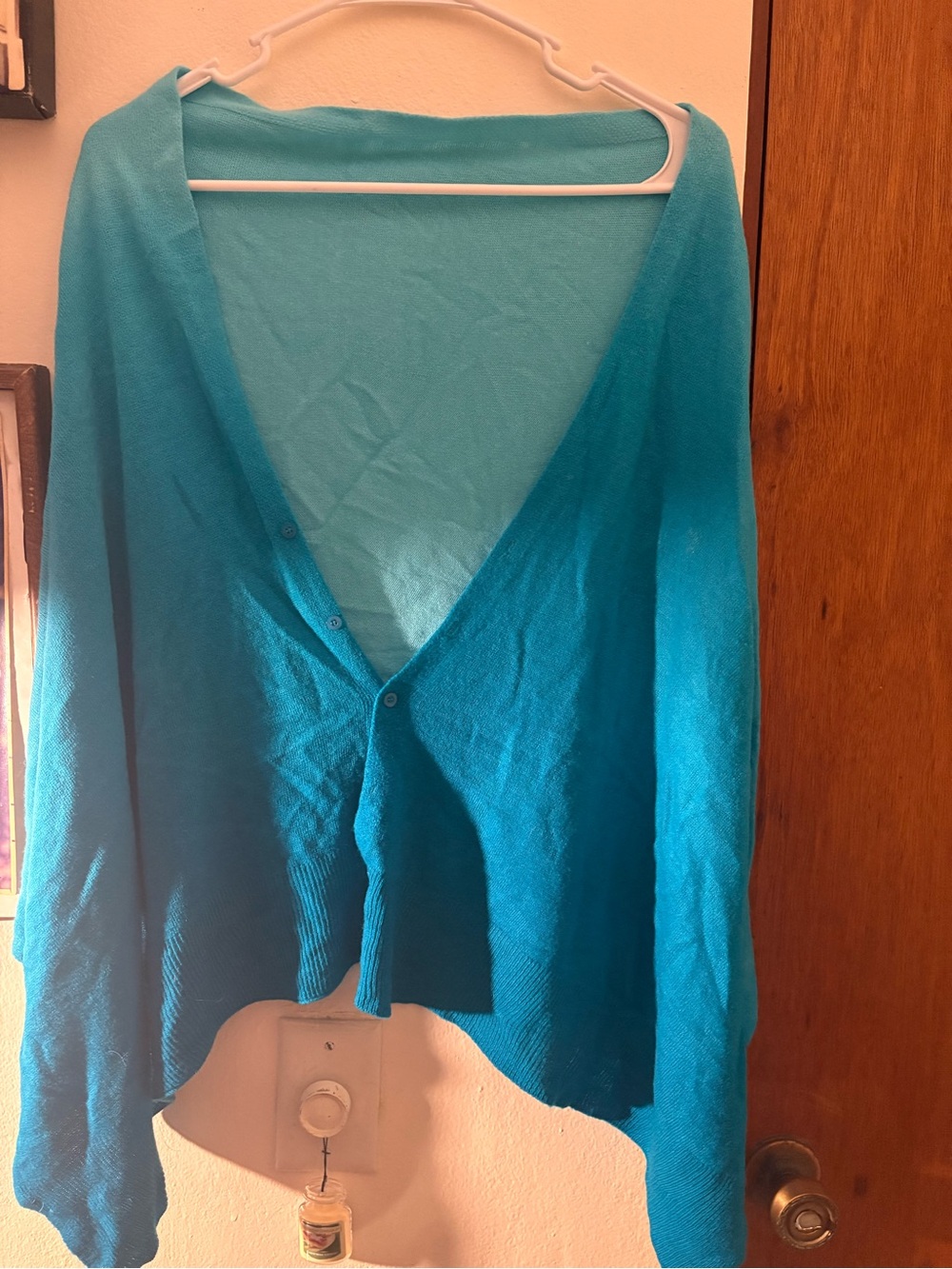 Women's Teal V-Neck Button Cardigan Sweater